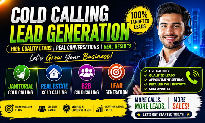 janitorial cold calling, real estate cold calling,b2b cold calling USA