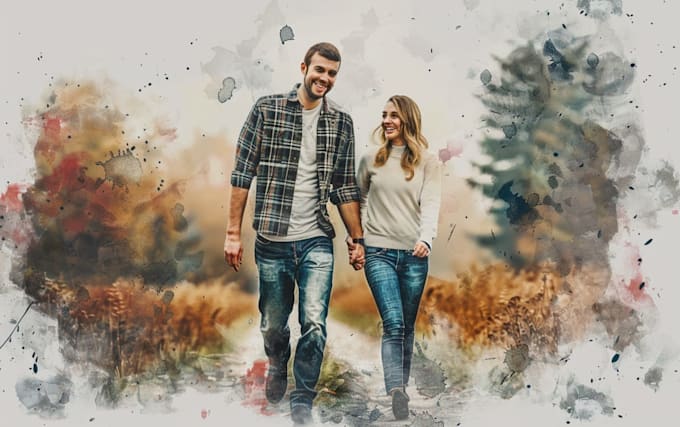 make watercolor family portrait
