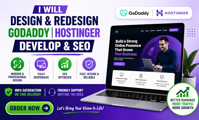 design godaddy hostinger website redesign godaddy website develop godaddy SEO