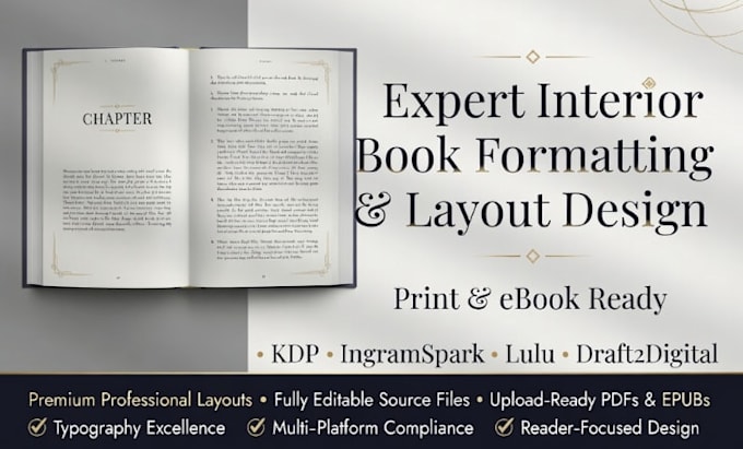 do interior book formatting and layout design for print and ebook publishing