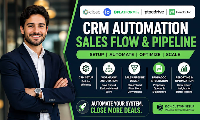 setup close io platformly crm automation sales flow pipeline pipedrive pandadoc