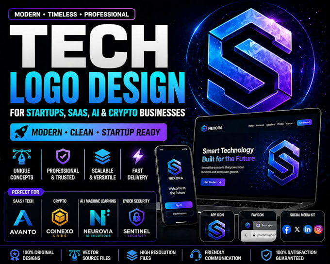 design modern tech startup saas crypto ai logo and branding