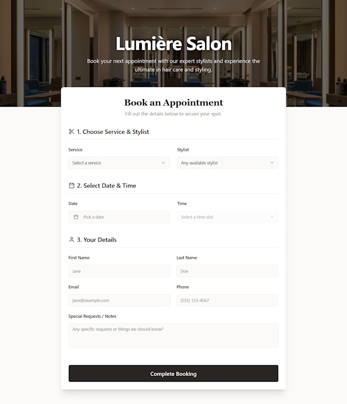 create a calendar booking page and appointment system