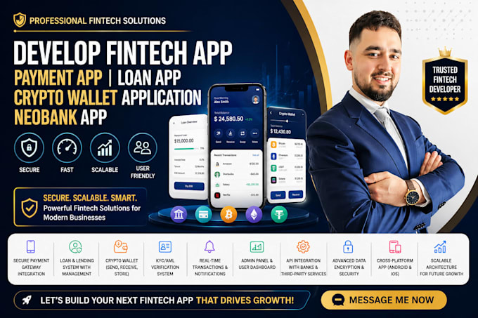 develop fintech app payment app loan app crypto wallet application neobank app