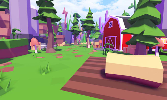 create stykized low poly roblox map 3d environment for unity unreal models