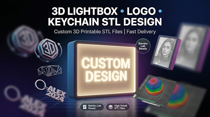 design 3d lightbox stl 3d printable lightbox custom logo keychain wall art