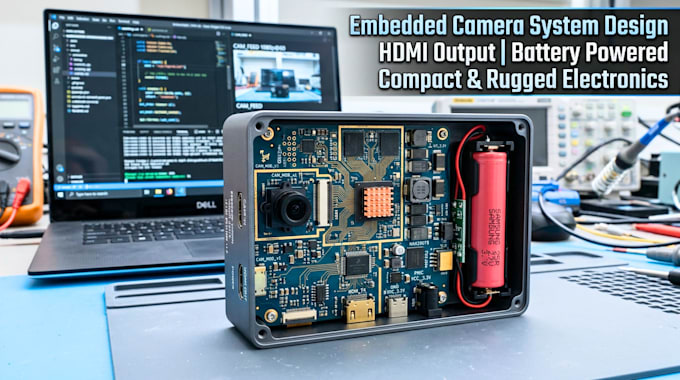 design embedded camera system with hdmi transmitter, rechargeable battery pack