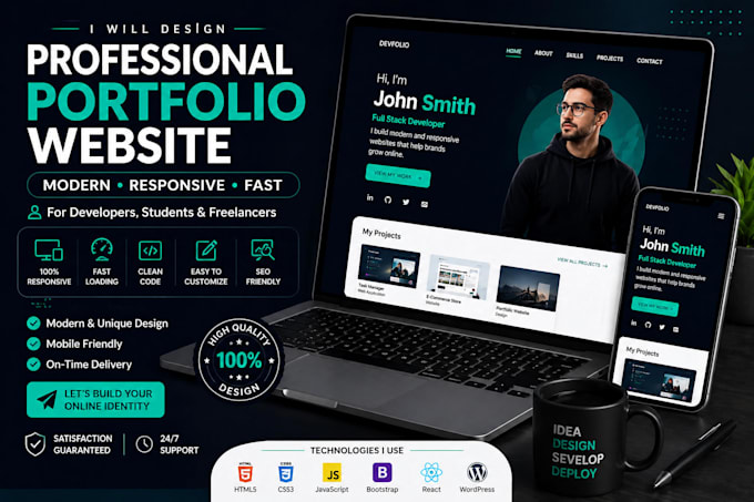 design and develop a modern personal portfolio website