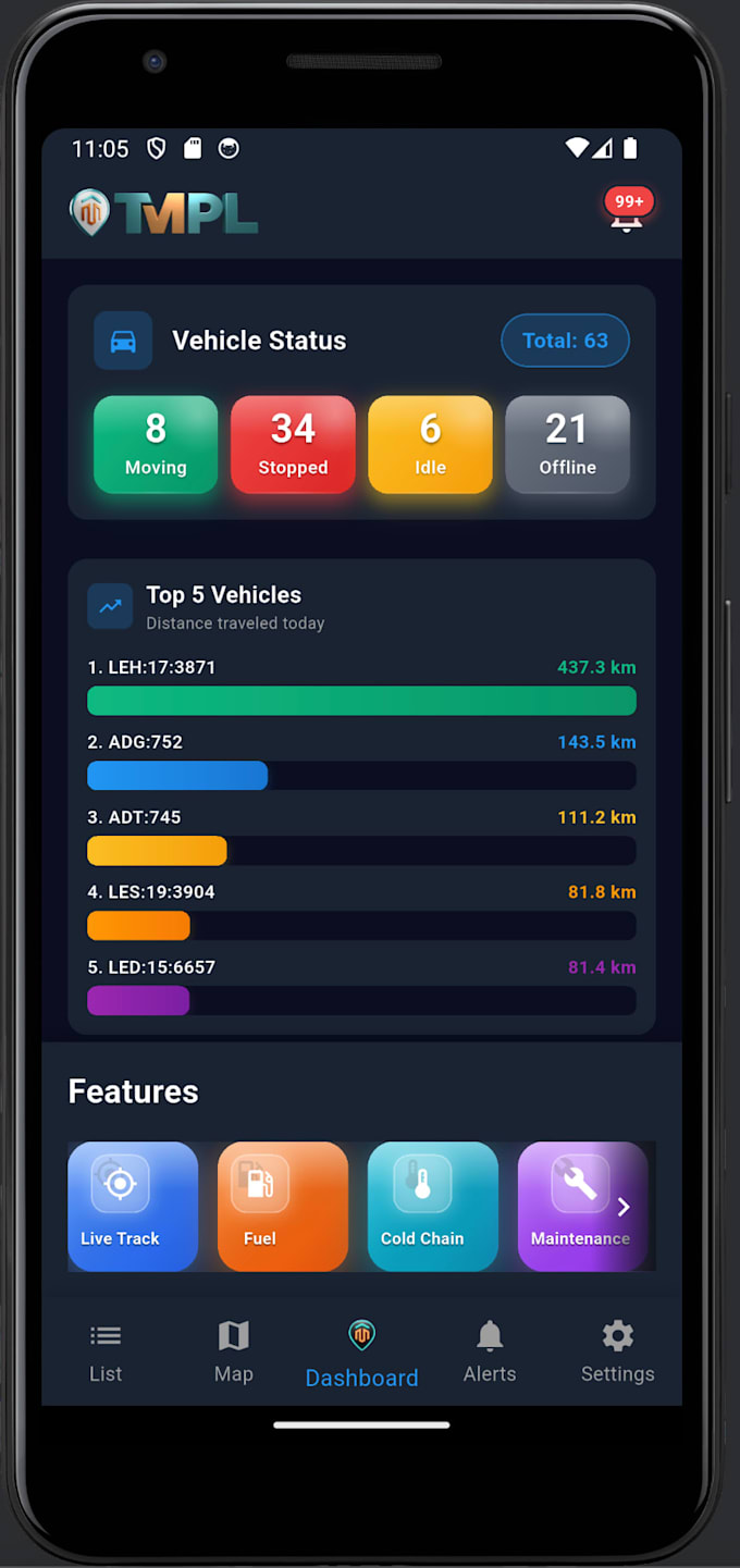 develop a custom flutter gps tracking app with cold chain
