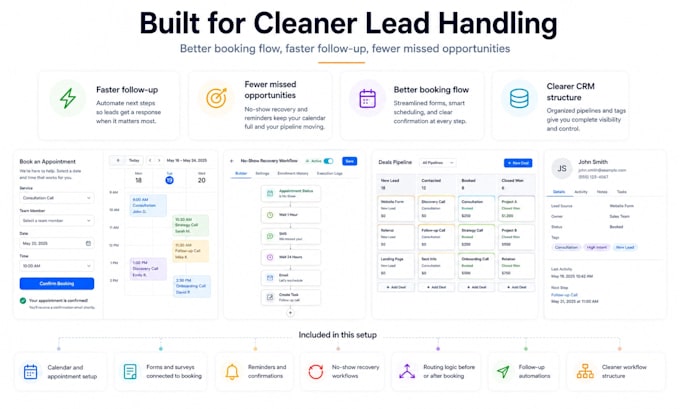 set up gohighlevel workflow and booking