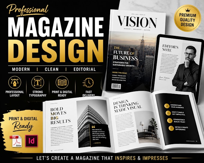 magazine layout design, product catalog PDF editorial layout