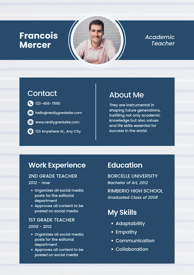 design a professional and modern resume or CV