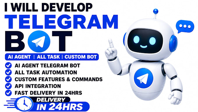 develop telegram bot, ai agent telegram bot, all task telegram bot in 24hrs