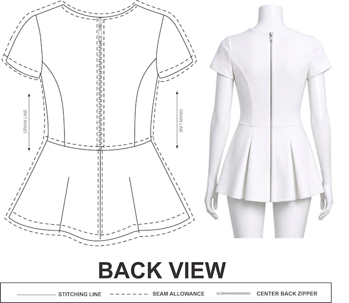 create production ready fashion tech pack and flat sketch