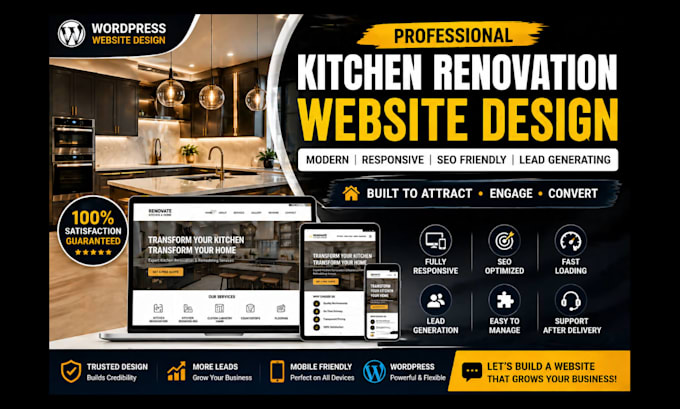 create professional kitchen remodeling and renovation wordpress website for lead