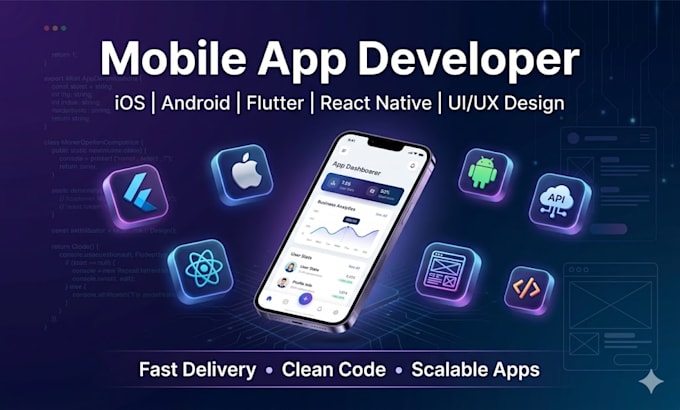 develop mobile custom app for IOS and andriod using flutter or react native
