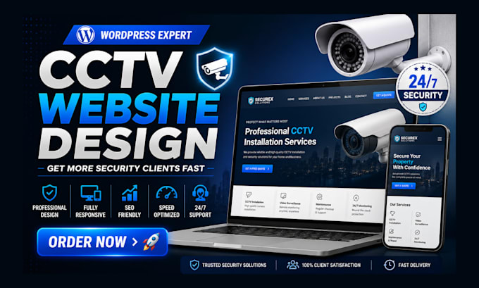 design high converting cctv installation and home security website in wordpress
