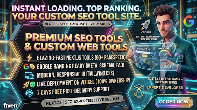 build rebuild custom website or seo tools website in next js