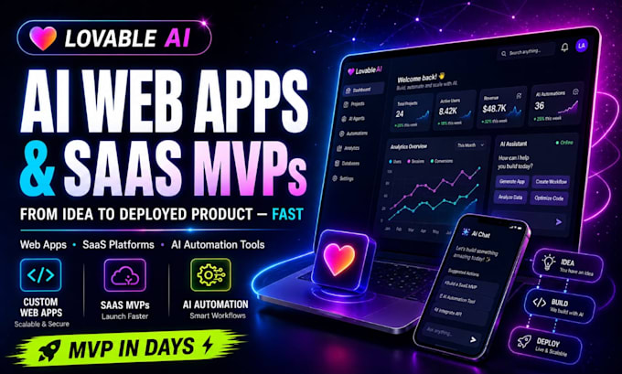 build lovable ai web apps, saas mvps and ai automation