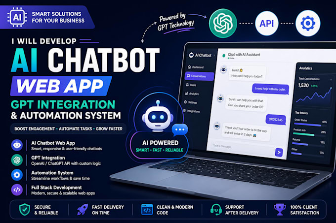 develop ai chatbot web app, gpt integration, and automation system