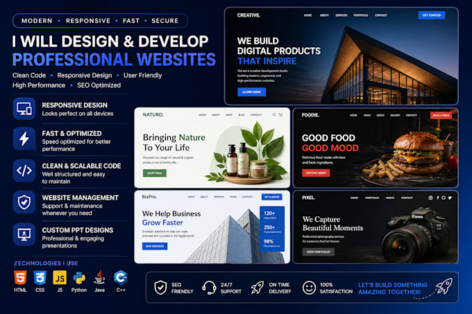 design and develop a custom website for your needs