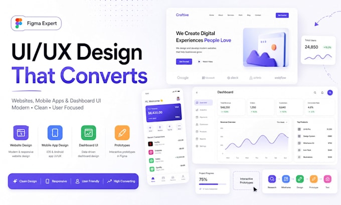 do figma ui ux design, website ui design, website mockup or mobile app ui design
