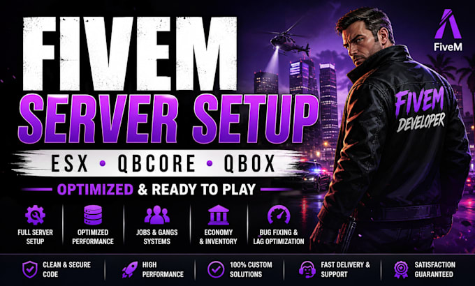 build and optimize a complete fivem server setup esx, qbcore, qbox
