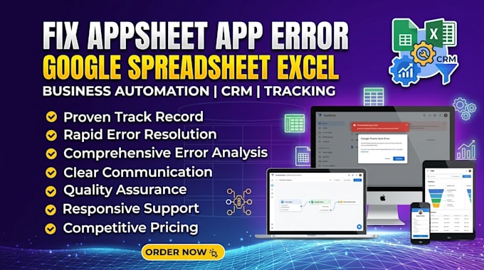 fix appsheet app error google spreadsheet excel business automation crm tracking