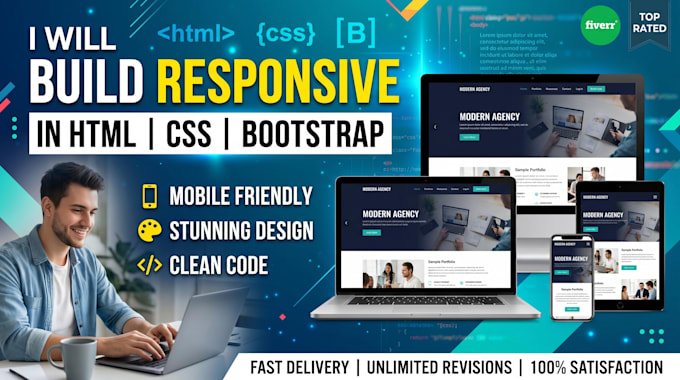 build responsive website in HTML CSS bootstrap