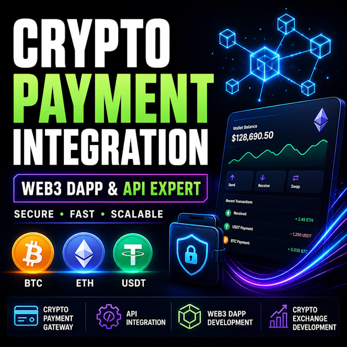 crypto payment integration, API integration, redevelop web3 dapp, crypto wallet