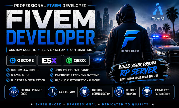 create custom fivem scripts, qbcore, esx, qbox server setup