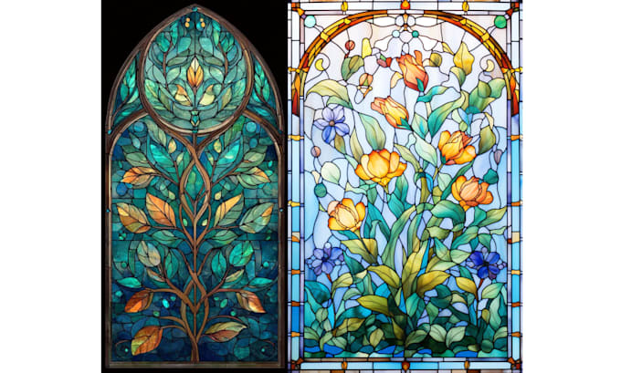 design stained glass pattern, geometric mosaic, decorative