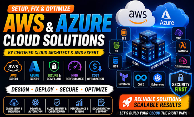 setup aws cloud architect and fix AWS azure cloud cybersecurity as aws expert