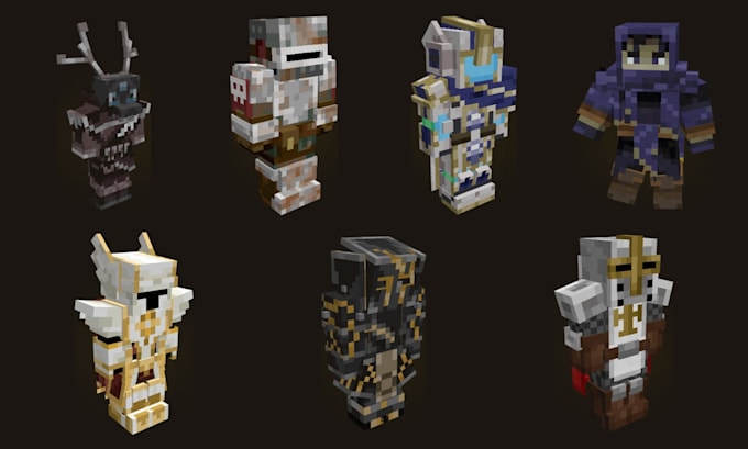 produce 3d blockbench armor sets for minecraft