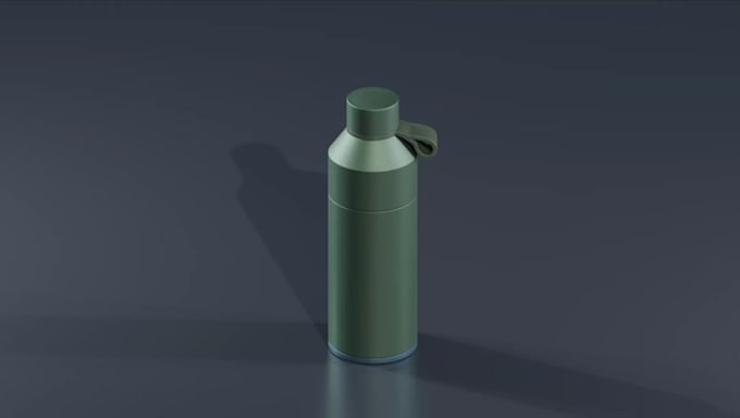 model realistic 3d flask,reusable bottle,cgi product ad,blender,label design,glb