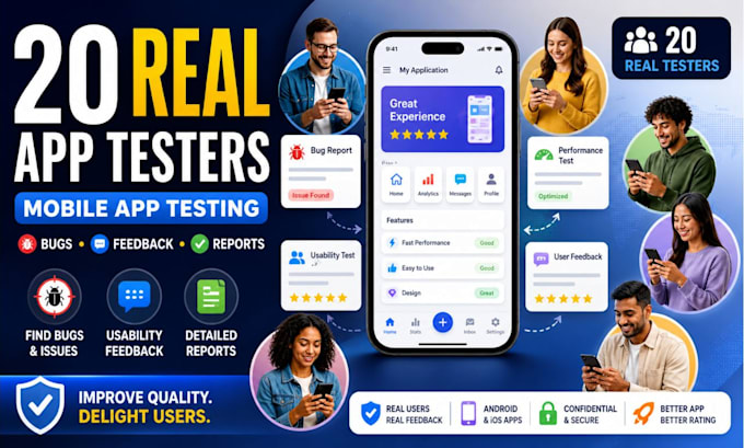 provide 20 real app testers