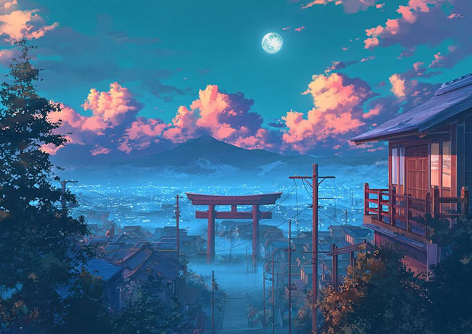 draw anime background, landscape illustrations