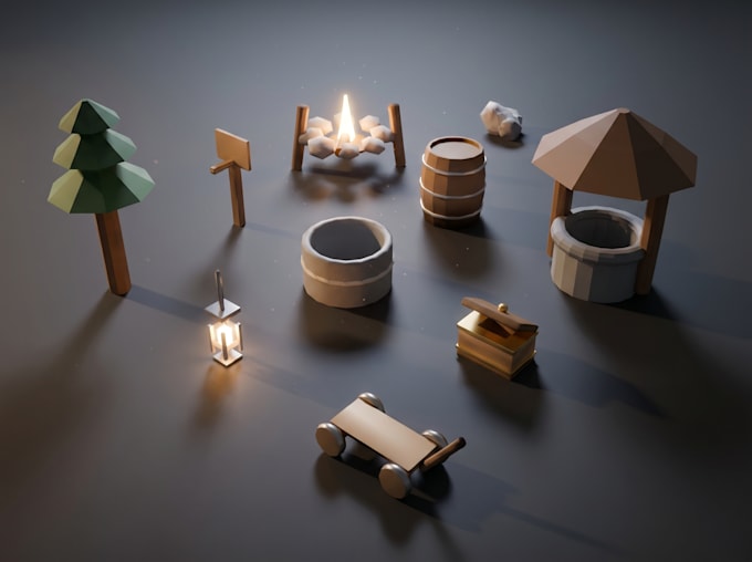 create stylized, low poly models, game props or asset packs