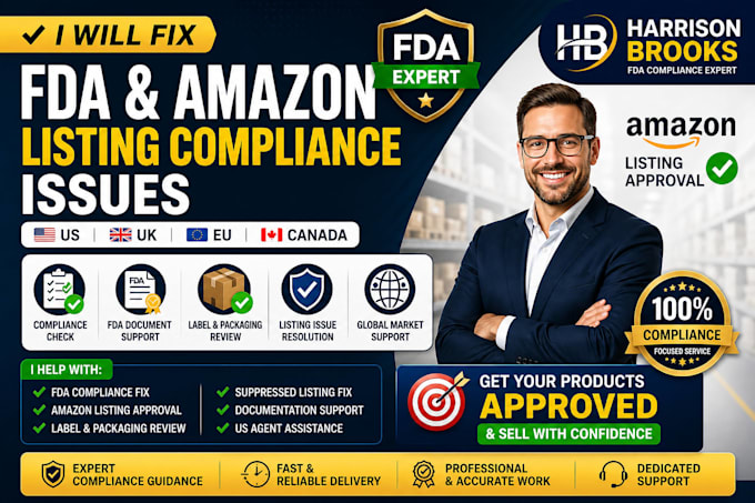 fix fda and amazon listing compliance issues for US UK eu canada