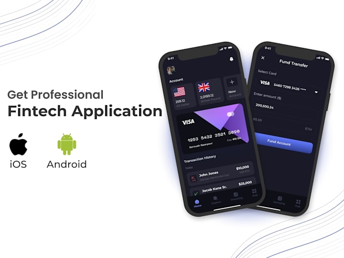 develop a fintech app, wallet, payments, banking, crypto app