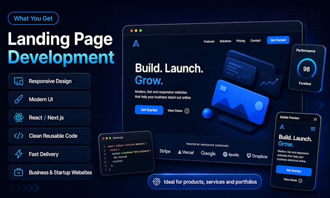 build a modern react or nextjs landing page for your business