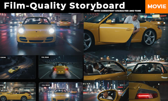 create a cinematic ai storyboard visuals with consistent characters
