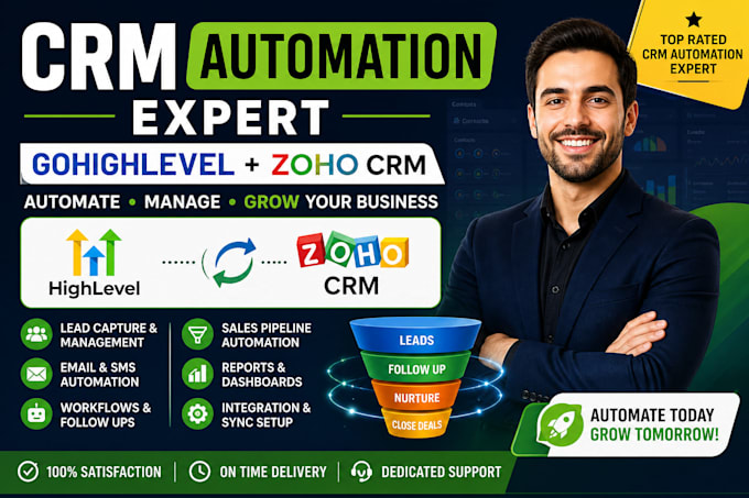 build CRM automation system using gohighlevel and zoho CRM workflows pro
