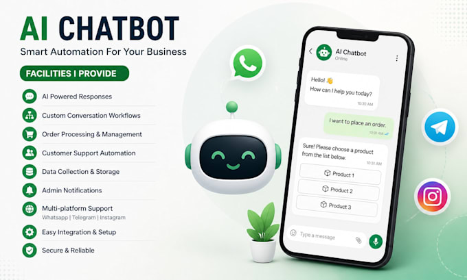 build python chatgpt ai whatsapp telegram bot for ecommerce store