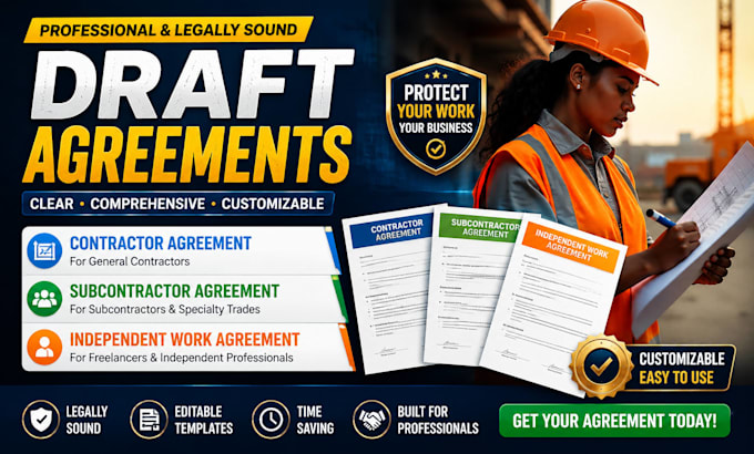 draft contractor, subcontractor and independent work agreement
