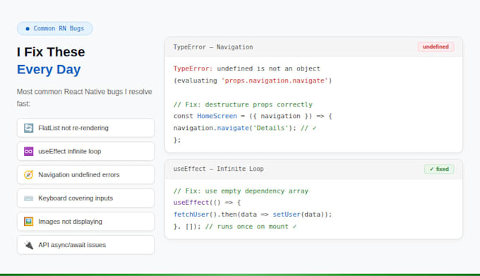 resolve bugs in your react native or react app