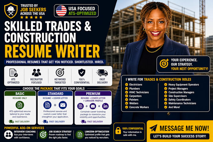write construction skilled trades resume, manufacturing, engineering, bluecollar
