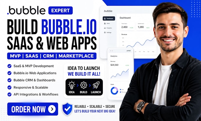 build bubble io saas mvp web app bubble website developer bubble saas bubble crm
