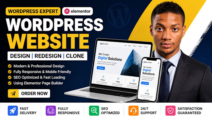 copy, clone, design, redesign website using wordpress, elementor as a developer