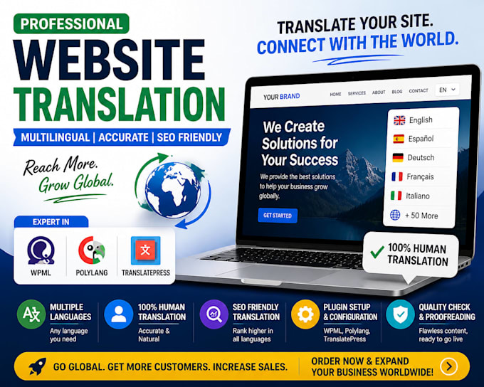 translate your website using wpml, polylang, or translatepress plugin